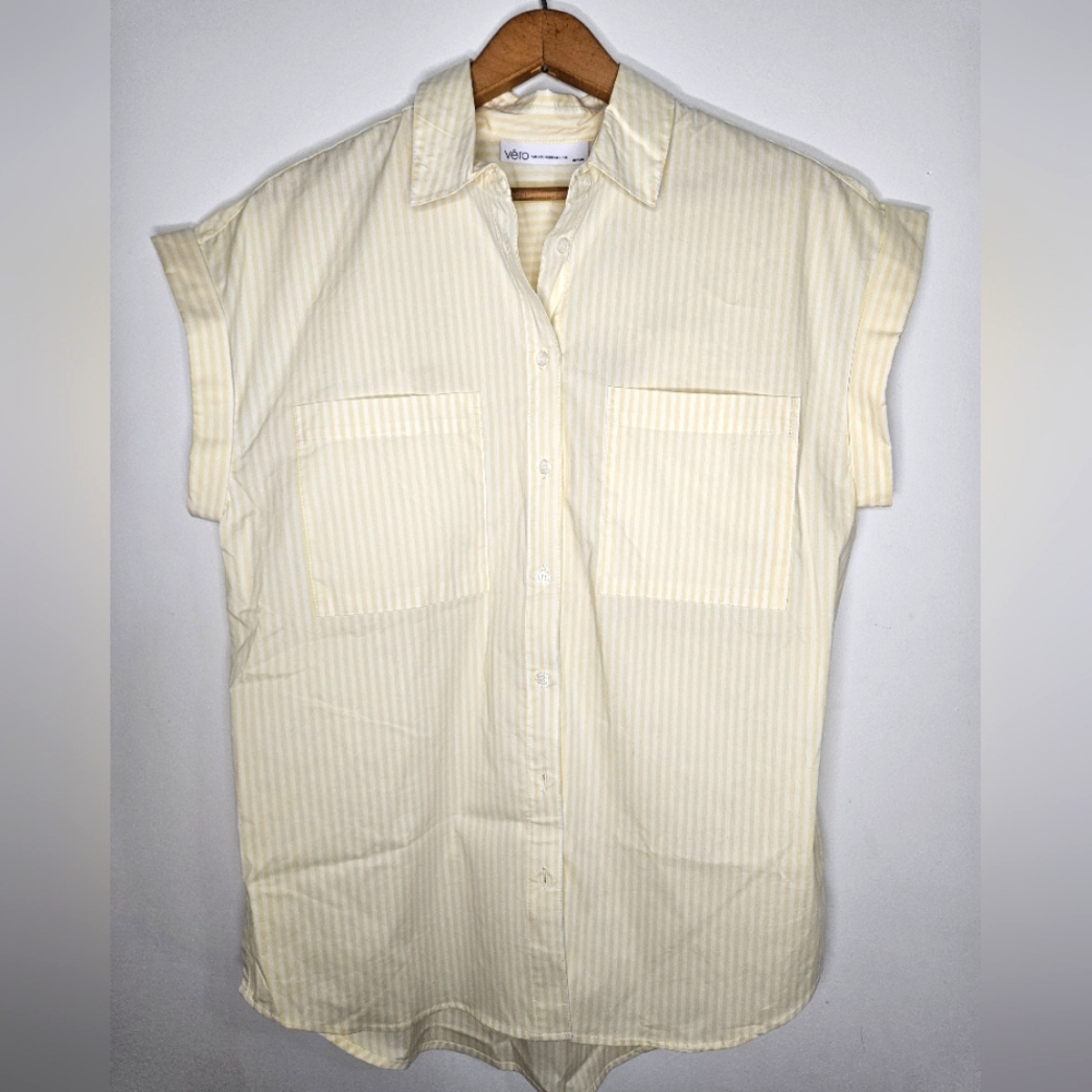 NWT Designer Veronique Cloutier Yellow & White Striped Dolman Top size medium
